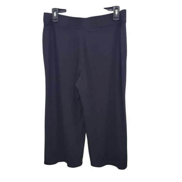 Liz Claiborne Petite Black Slinky Liquid Knit Pull On Wide Leg Coulotte Size PM - Picture 4 of 4